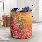 Personalized Suns Football Mascot Laundry Basket Aboriginal Dot Art Style Vibrant Indigenous Pattern Design
