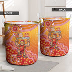 Personalized Suns Football Mascot Laundry Basket Aboriginal Dot Art Style Vibrant Indigenous Pattern Design