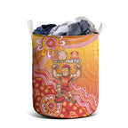 Personalized Suns Football Mascot Laundry Basket Aboriginal Dot Art Style Vibrant Indigenous Pattern Design