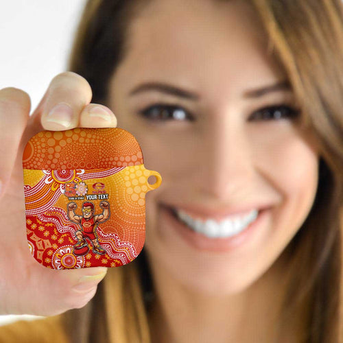 Personalized Suns Football Mascot AirPods Case Aboriginal Dot Art Style Vibrant Indigenous Pattern Design