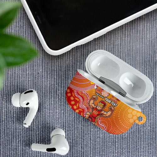 Personalized Suns Football Mascot AirPods Case Aboriginal Dot Art Style Vibrant Indigenous Pattern Design