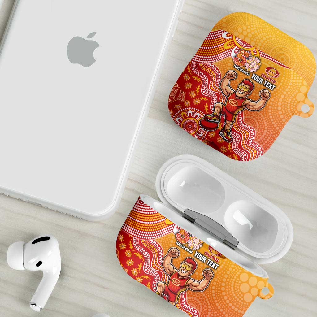 Personalized Suns Football Mascot AirPods Case Aboriginal Dot Art Style Vibrant Indigenous Pattern Design