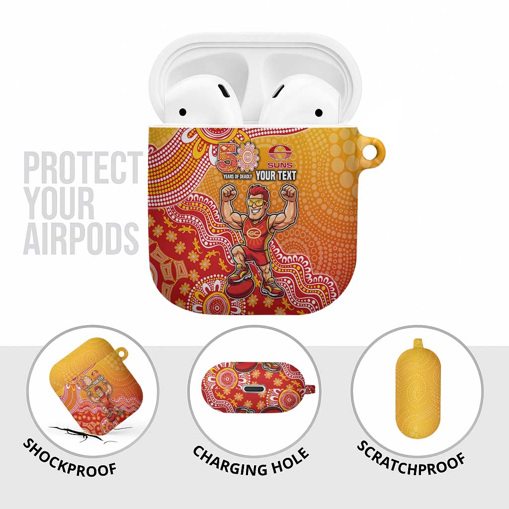Personalized Suns Football Mascot AirPods Case Aboriginal Dot Art Style Vibrant Indigenous Pattern Design