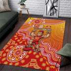Personalized Suns Football Mascot Area Rug Aboriginal Dot Art Style Vibrant Indigenous Pattern Design