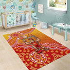 Personalized Suns Football Mascot Area Rug Aboriginal Dot Art Style Vibrant Indigenous Pattern Design