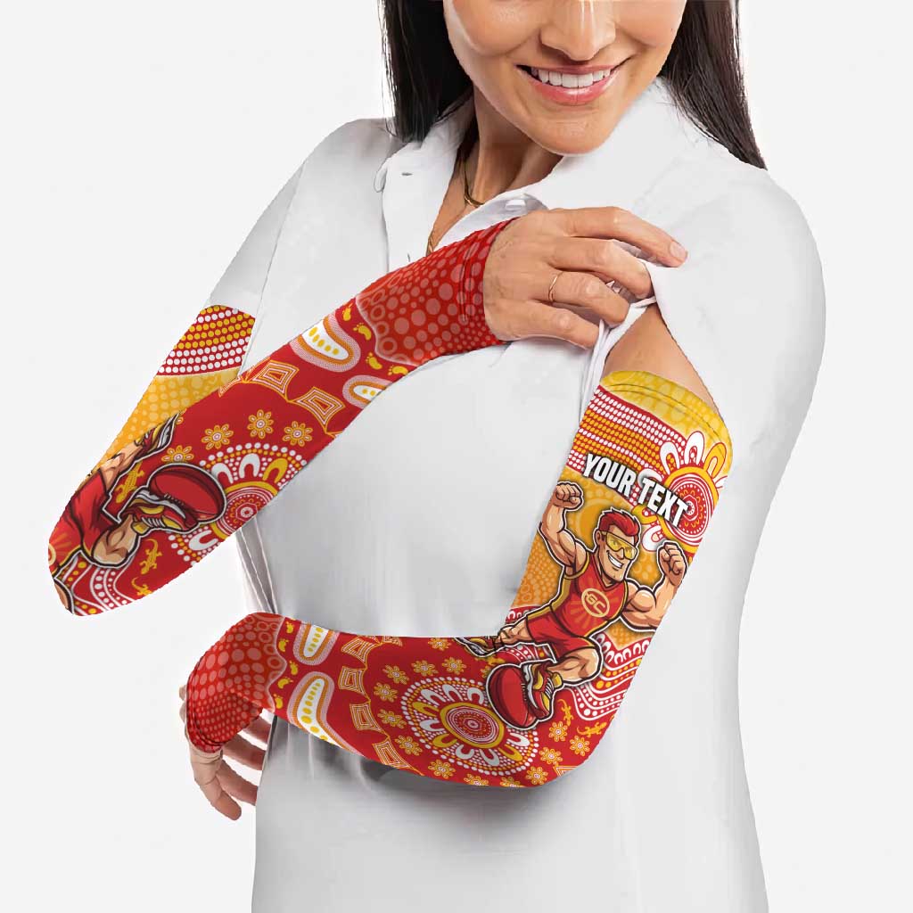 Personalized Suns Football Mascot Arm Sleeves Aboriginal Dot Art Style Vibrant Indigenous Pattern Design