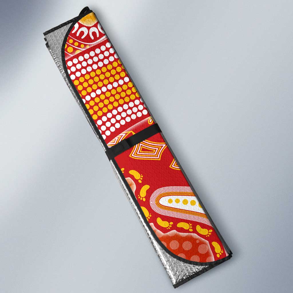 Personalized Suns Football Mascot Auto Sun Shade Aboriginal Dot Art Style Vibrant Indigenous Pattern Design