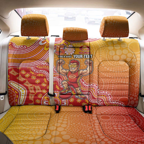 Personalized Suns Football Mascot Back Car Seat Cover Aboriginal Dot Art Style Vibrant Indigenous Pattern Design