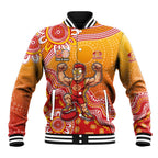 Personalized Suns Football Mascot Baseball Jacket Aboriginal Dot Art Style Vibrant Indigenous Pattern Design
