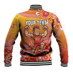 Personalized Suns Football Mascot Baseball Jacket Aboriginal Dot Art Style Vibrant Indigenous Pattern Design