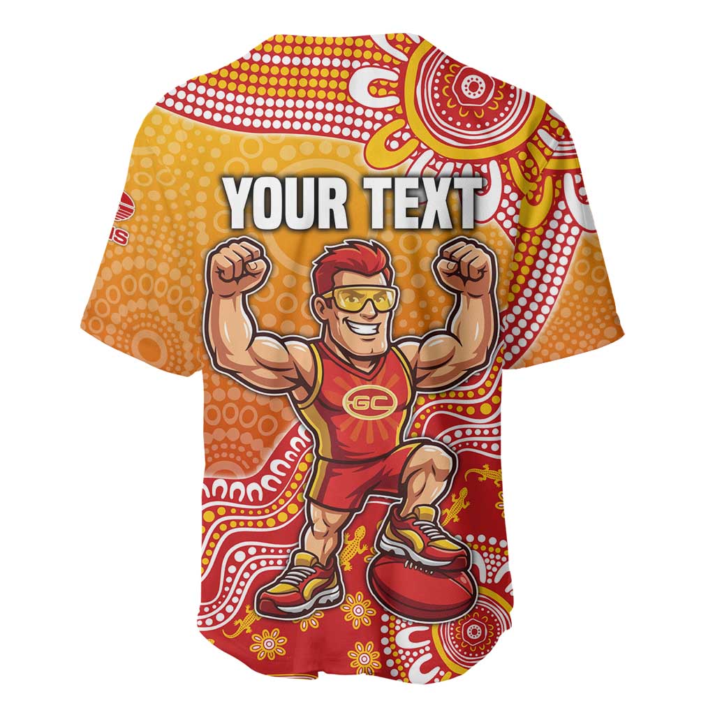 Personalized Suns Football Mascot Baseball Jersey Aboriginal Dot Art Style Vibrant Indigenous Pattern Design