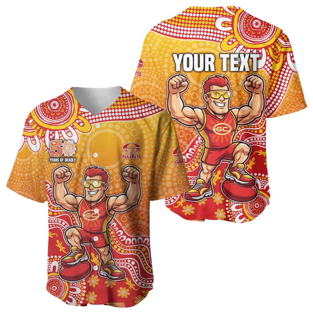 Personalized Suns Football Mascot Baseball Jersey Aboriginal Dot Art Style Vibrant Indigenous Pattern Design