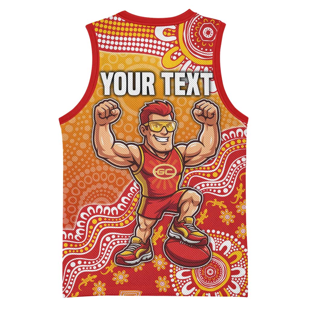 Personalized Suns Football Mascot Basketball Jersey Aboriginal Dot Art Style Vibrant Indigenous Pattern Design