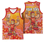Personalized Suns Football Mascot Basketball Jersey Aboriginal Dot Art Style Vibrant Indigenous Pattern Design
