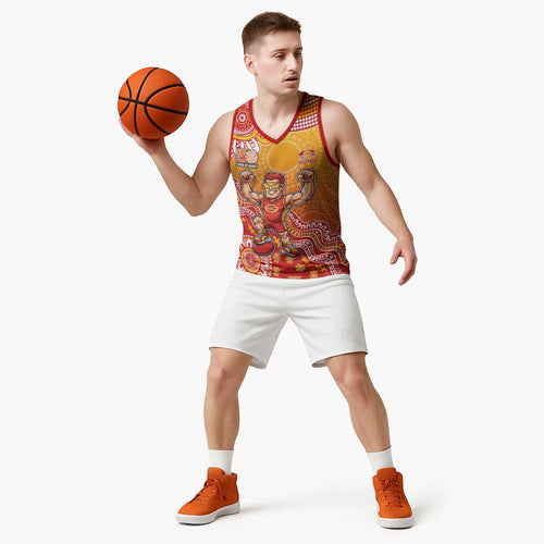 Personalized Suns Football Mascot Basketball Jersey Aboriginal Dot Art Style Vibrant Indigenous Pattern Design