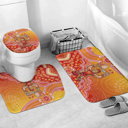 Personalized Suns Football Mascot Bathroom Set Aboriginal Dot Art Style Vibrant Indigenous Pattern Design