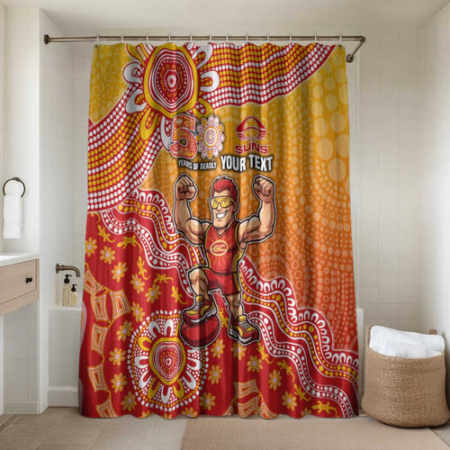 Personalized Suns Football Mascot Bathroom Set Aboriginal Dot Art Style Vibrant Indigenous Pattern Design