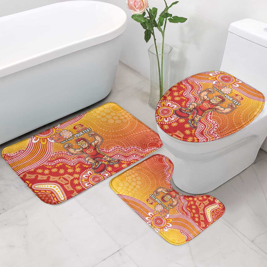 Personalized Suns Football Mascot Bathroom Set Aboriginal Dot Art Style Vibrant Indigenous Pattern Design