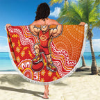 Personalized Suns Football Mascot Beach Blanket Aboriginal Dot Art Style Vibrant Indigenous Pattern Design