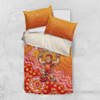 Personalized Suns Football Mascot Bedding Set Aboriginal Dot Art Style Vibrant Indigenous Pattern Design
