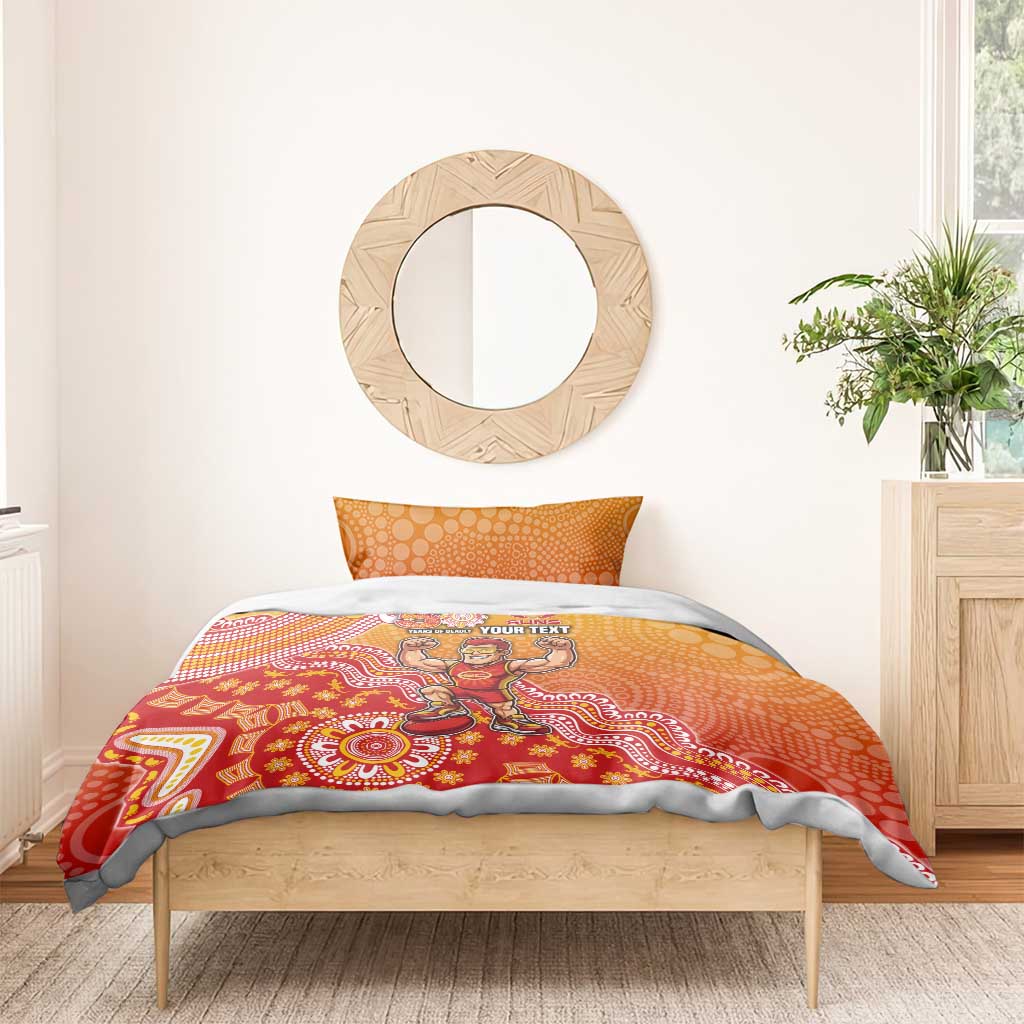 Personalized Suns Football Mascot Bedding Set Aboriginal Dot Art Style Vibrant Indigenous Pattern Design