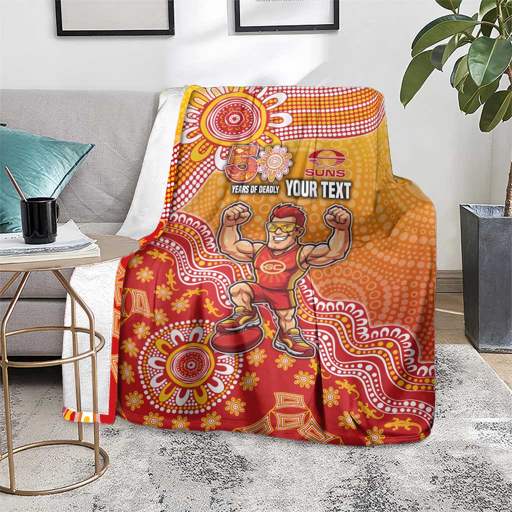 Personalized Suns Football Mascot Blanket Aboriginal Dot Art Style Vibrant Indigenous Pattern Design