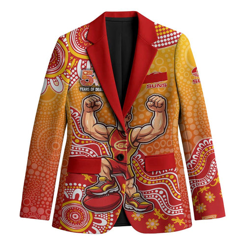 Personalized Suns Football Mascot Blazer Aboriginal Dot Art Style Vibrant Indigenous Pattern Design