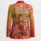 Personalized Suns Football Mascot Blazer Aboriginal Dot Art Style Vibrant Indigenous Pattern Design