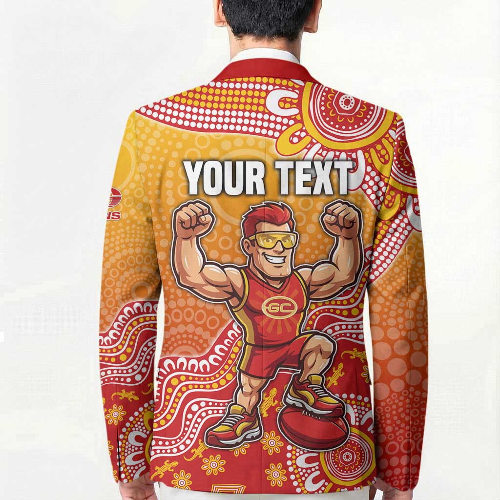Personalized Suns Football Mascot Blazer Aboriginal Dot Art Style Vibrant Indigenous Pattern Design