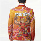 Personalized Suns Football Mascot Blazer Aboriginal Dot Art Style Vibrant Indigenous Pattern Design