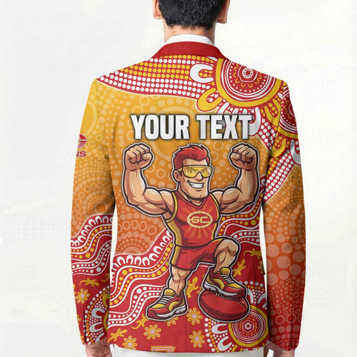 Personalized Suns Football Mascot Blazer Aboriginal Dot Art Style Vibrant Indigenous Pattern Design