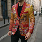 Personalized Suns Football Mascot Blazer Aboriginal Dot Art Style Vibrant Indigenous Pattern Design