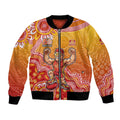 Personalized Suns Football Mascot Bomber Jacket Aboriginal Dot Art Style Vibrant Indigenous Pattern Design