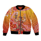 Personalized Suns Football Mascot Bomber Jacket Aboriginal Dot Art Style Vibrant Indigenous Pattern Design