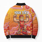 Personalized Suns Football Mascot Bomber Puffer Jacket Aboriginal Dot Art Style Vibrant Indigenous Pattern Design