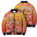Personalized Suns Football Mascot Bomber Puffer Jacket Aboriginal Dot Art Style Vibrant Indigenous Pattern Design