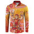 Personalized Suns Football Mascot Button Sweatshirt Aboriginal Dot Art Style Vibrant Indigenous Pattern Design