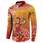 Personalized Suns Football Mascot Button Sweatshirt Aboriginal Dot Art Style Vibrant Indigenous Pattern Design