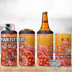 Personalized Suns Football Mascot 4 in 1 Can Cooler Tumbler Aboriginal Dot Art Style Vibrant Indigenous Pattern Design