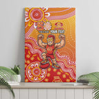 Personalized Suns Football Mascot Canvas Wall Art Aboriginal Dot Art Style Vibrant Indigenous Pattern Design