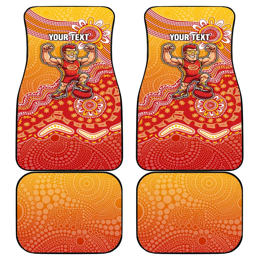 Personalized Suns Football Mascot Car Mats Aboriginal Dot Art Style Vibrant Indigenous Pattern Design
