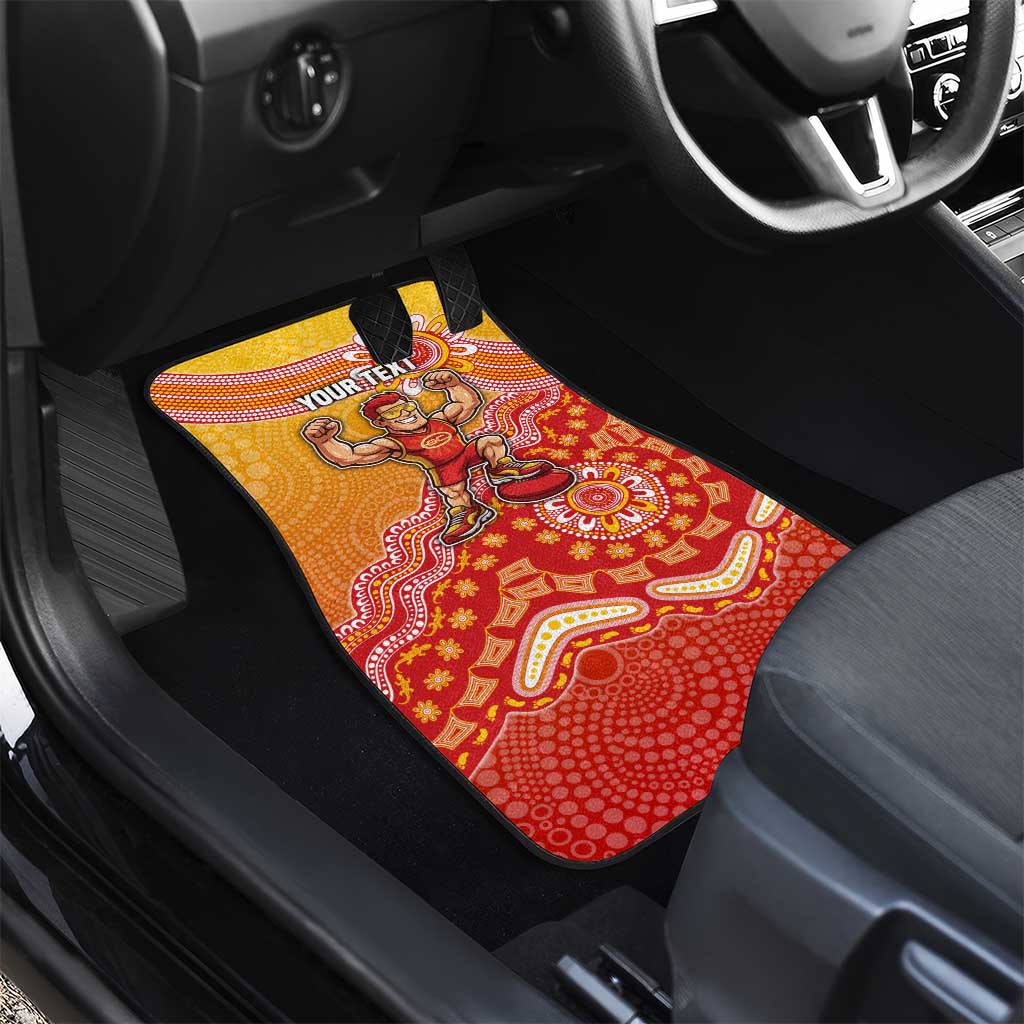Personalized Suns Football Mascot Car Mats Aboriginal Dot Art Style Vibrant Indigenous Pattern Design