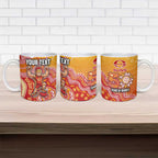 Personalized Suns Football Mascot Ceramic Mug Aboriginal Dot Art Style Vibrant Indigenous Pattern Design