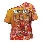 Personalized Suns Football Mascot Cross Shoulder Shirt Aboriginal Dot Art Style Vibrant Indigenous Pattern Design