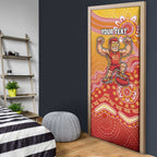 Personalized Suns Football Mascot Door Cover Aboriginal Dot Art Style Vibrant Indigenous Pattern Design