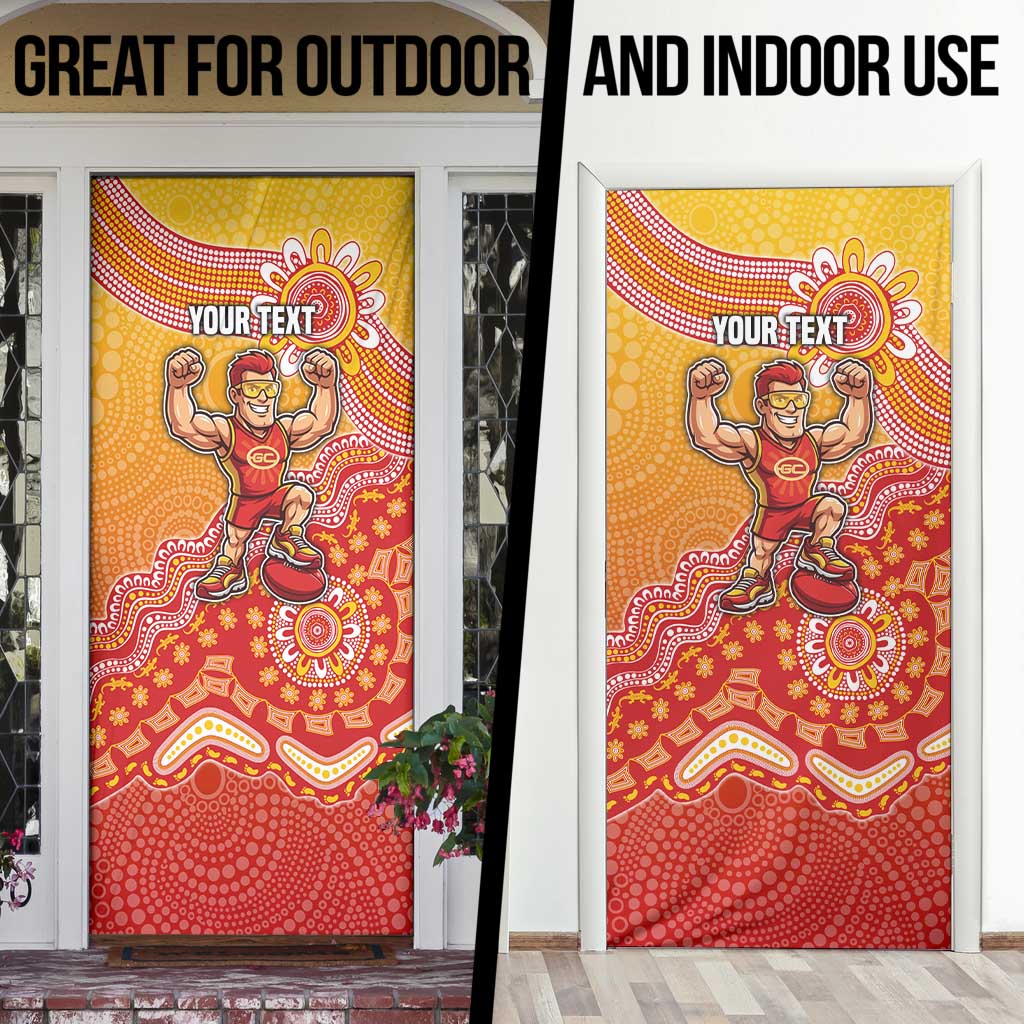 Personalized Suns Football Mascot Door Cover Aboriginal Dot Art Style Vibrant Indigenous Pattern Design