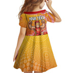 Personalized Suns Football Mascot Family Matching Mermaid Dress and Hawaiian Shirt Aboriginal Dot Art Style Vibrant Indigenous Pattern Design