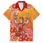 Personalized Suns Football Mascot Family Matching Summer Maxi Dress and Hawaiian Shirt Aboriginal Dot Art Style Vibrant Indigenous Pattern Design