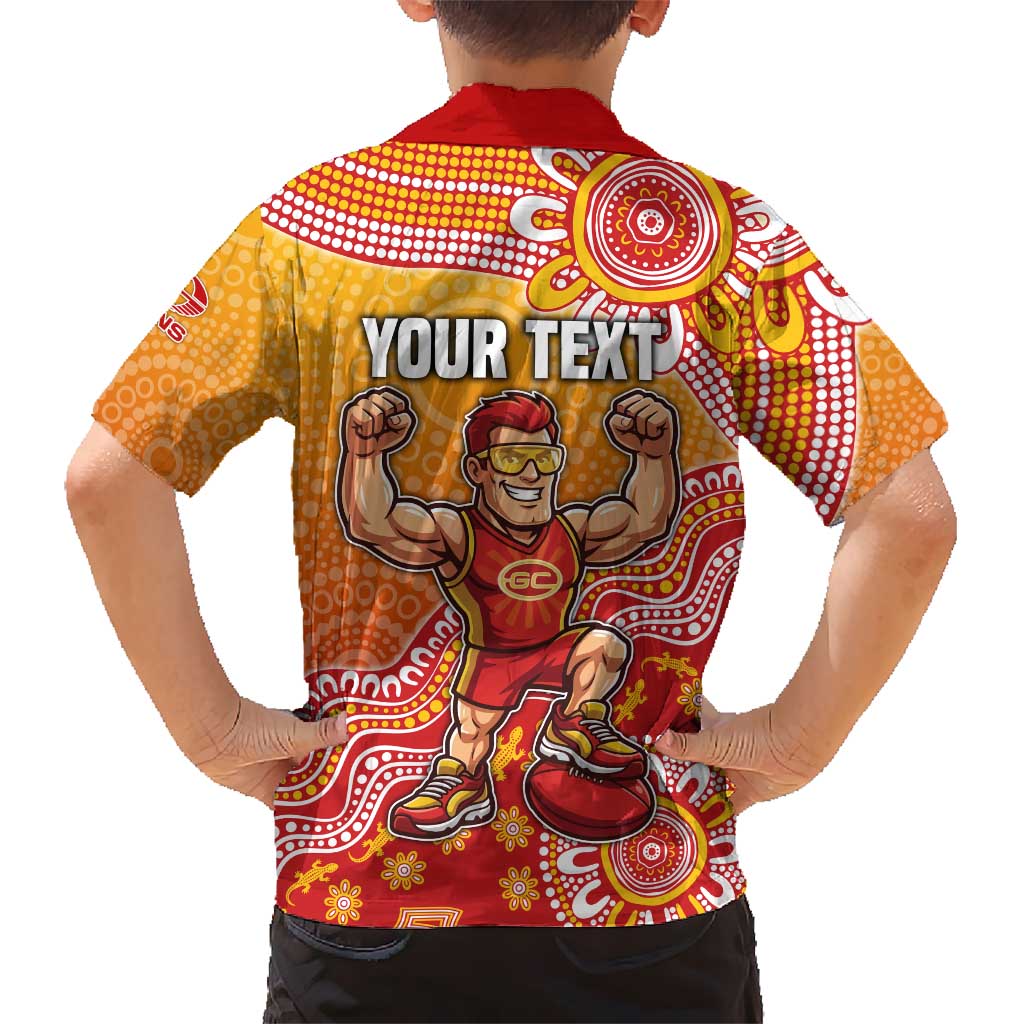 Personalized Suns Football Mascot Family Matching Tank Maxi Dress and Hawaiian Shirt Aboriginal Dot Art Style Vibrant Indigenous Pattern Design