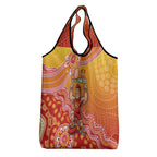 Personalized Suns Football Mascot Grocery Bag Aboriginal Dot Art Style Vibrant Indigenous Pattern Design